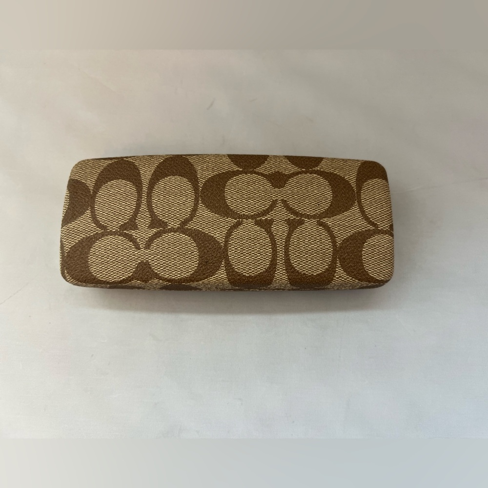 Coach Tan and Brown Patterned Eyeglass Case